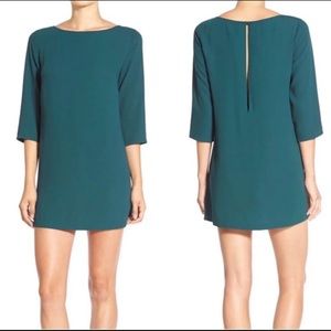 Leith Green Boatneck 3/4 Sleeve Shift Dress